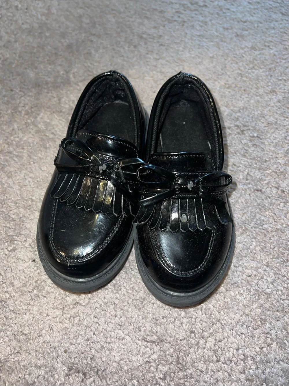 Kids Black Patent Leather Tassel Loafers